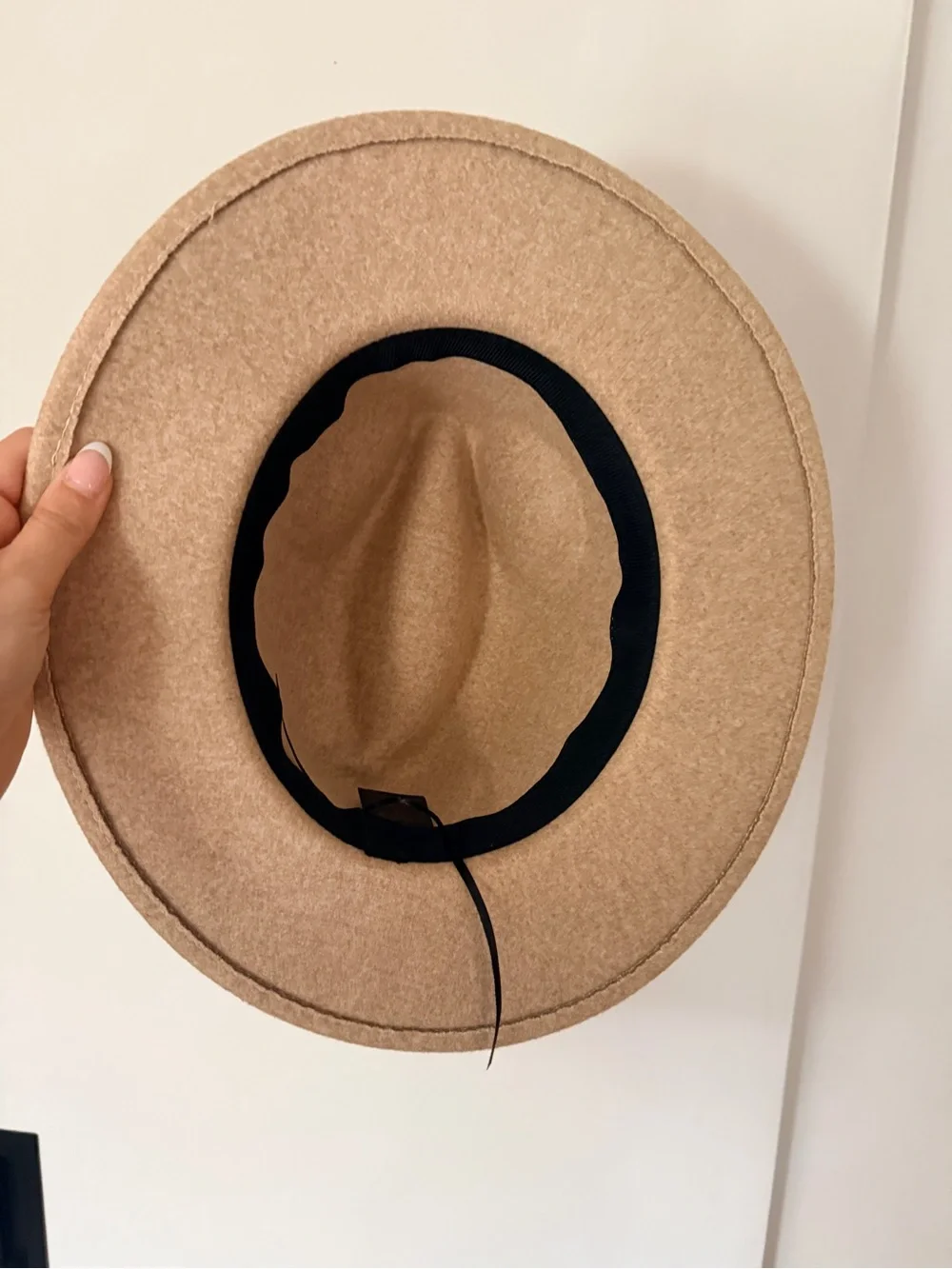 Beige Wool Rancher Hat with Brown Leather Band